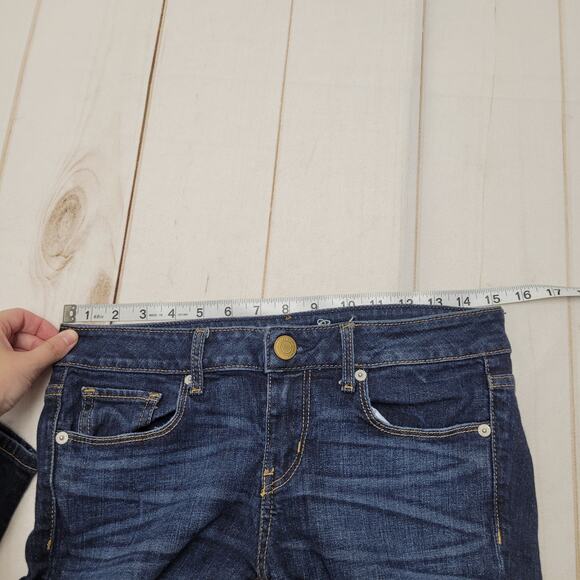American Eagle Y2k low rise skinny jeans dark wash 8 short - Picture 6 of 10